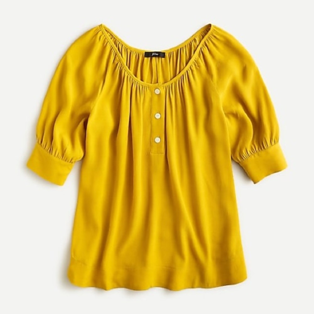 J Crew Drapey scoopneck top Mustard S NWT